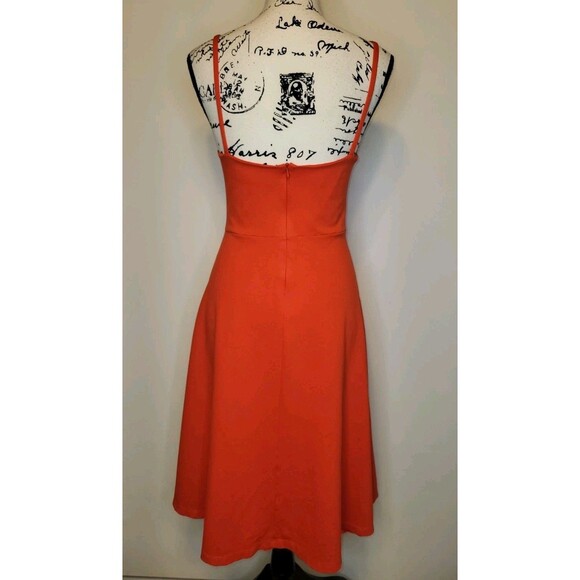 Lulus Coral Red Cocktail Midi Dress Womens LG Stretch V Neck Sexy Elegant Classy - Picture 9 of 14